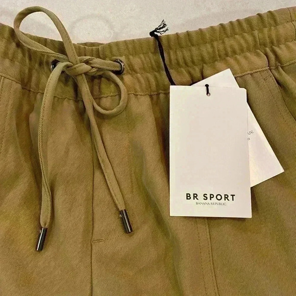 BR Sport Cargo Joggers Womens Dark Gold XS Stretch Waist Drawstring Pockets - Picture 3 of 12